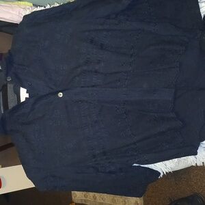 Black Short  Button Shirt With Matching Shorts Embroidered BNWOT Abalone Buttons